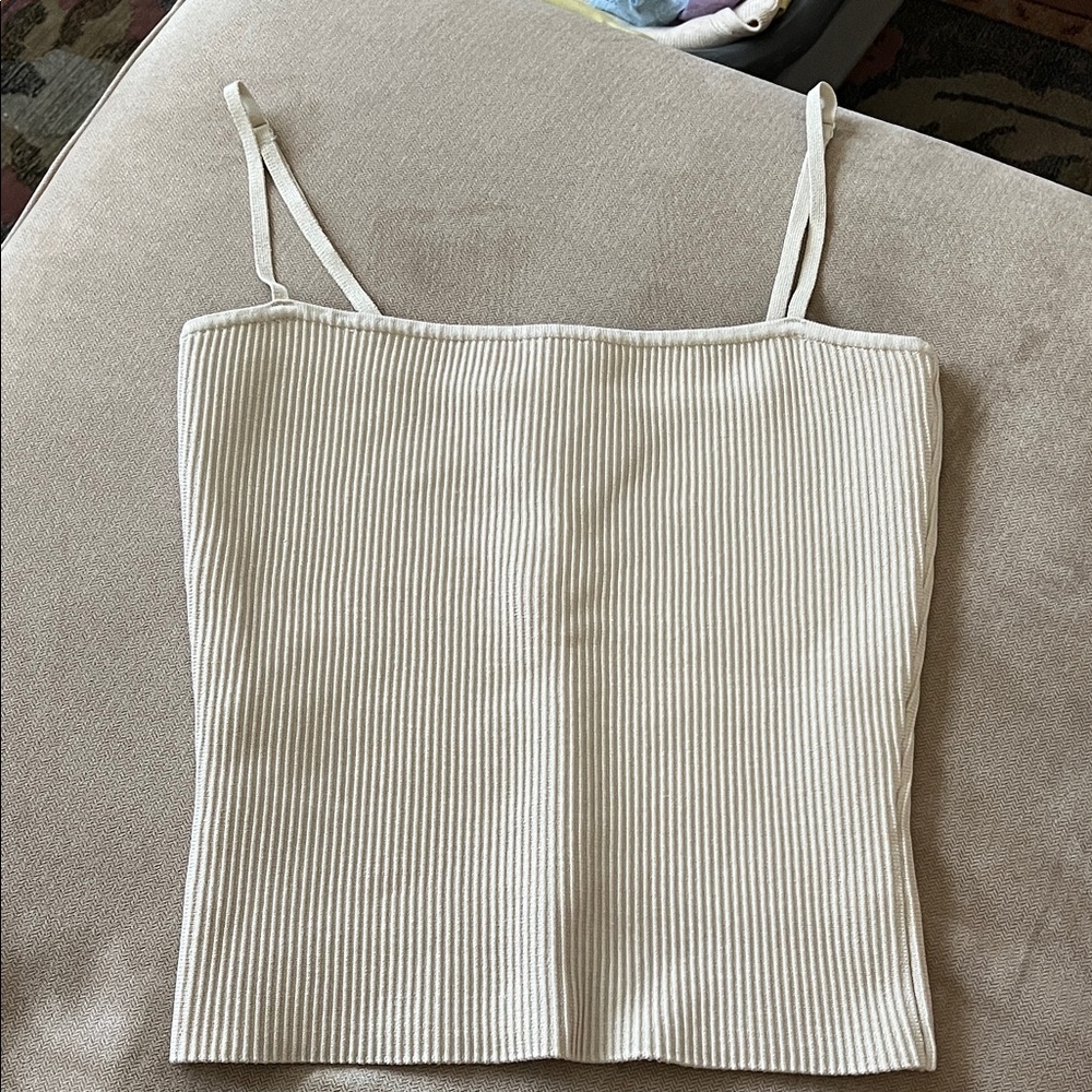 Aritzia Babaton Cream Ribbed Women's Top